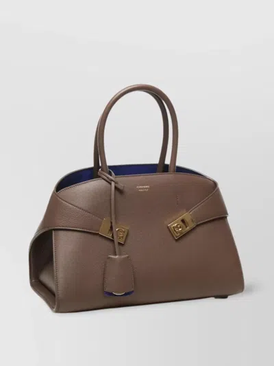 Ferragamo Calfskin Handbag Round Handles Structured Shape