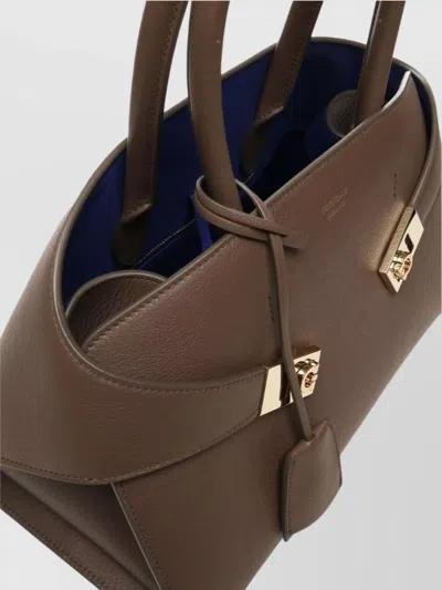 Ferragamo Calfskin Handbag Round Handles Structured Shape