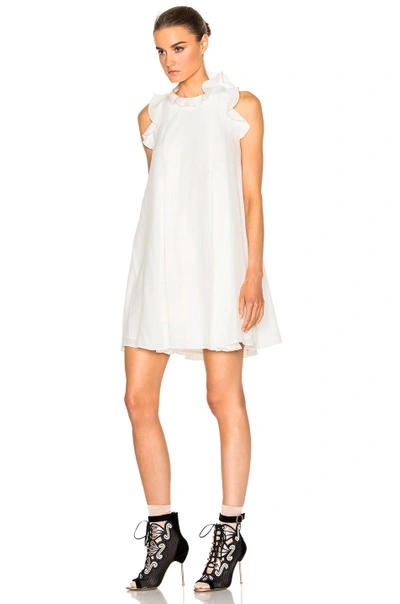 Shop Fendi Crepe De Chine Pleat Dress In White