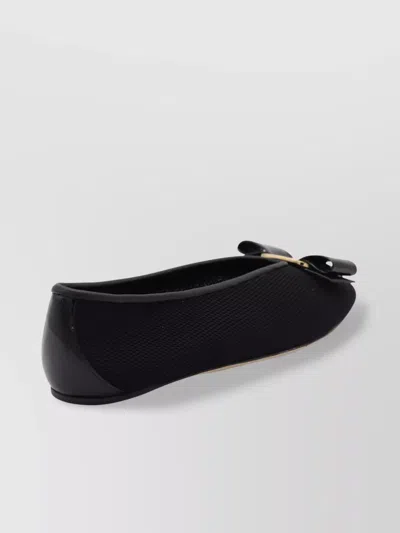 Ferragamo Ballerina Bow Black Var In Black