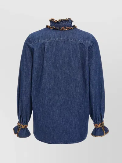 Valentino Denim Blouse With Embroidered Edges