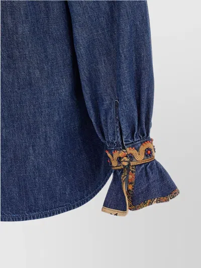 Valentino Denim Blouse With Embroidered Edges