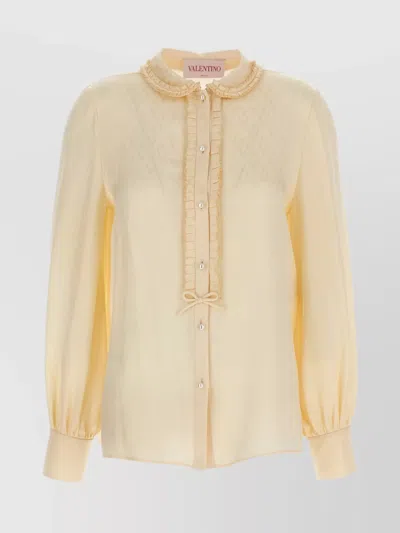 Valentino "toute La V" Silk Jacquard Shirt In Neutral