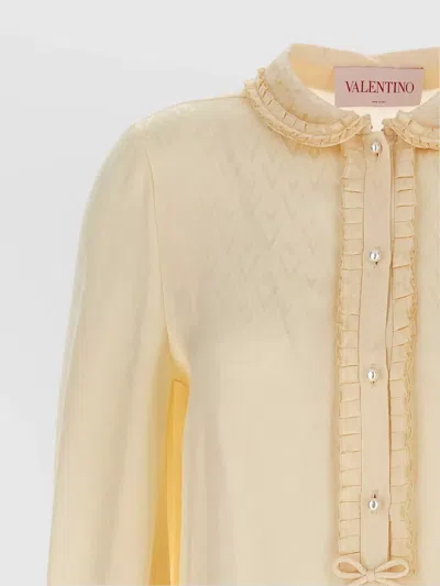 Valentino "toute La V" Silk Jacquard Shirt In Neutral