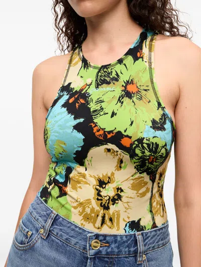 Ganni Women's Printed Bodysuit | Size 36 | T4134