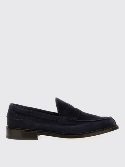 Tricker's Suede Loafers With Round Toe And Penny Strap In Black