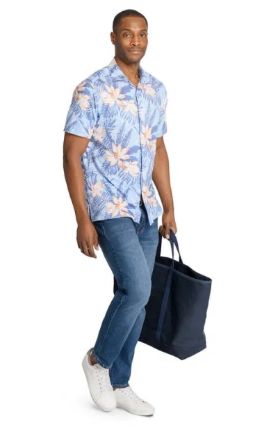Construct Floral Print Short Sleeve Shirt In Blue