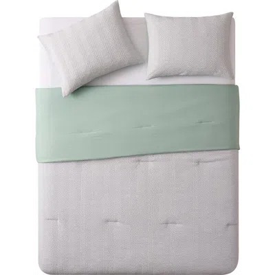 Vcny Home Herringbone Microfiber Reversible Comforter & Sham Set