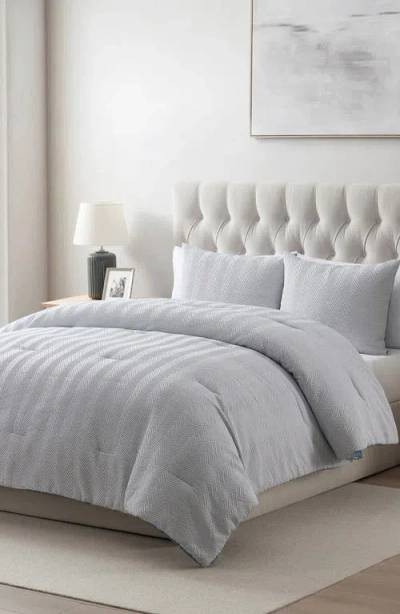 Vcny Home Herringbone Microfiber Reversible Comforter & Sham Set