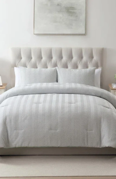 Vcny Home Herringbone Microfiber Reversible Comforter & Sham Set