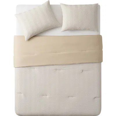 Vcny Home Herringbone Microfiber Reversible Comforter & Sham Set