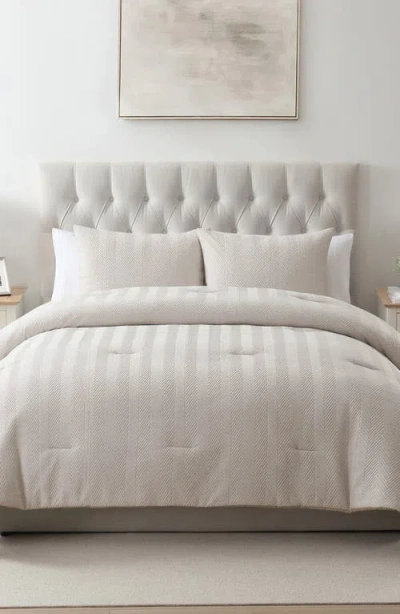 Vcny Home Herringbone Microfiber Reversible Comforter & Sham Set