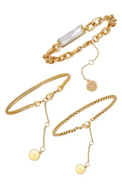 Vince Camuto Set Of 3 Baguette Crystal & Chain Bracelets