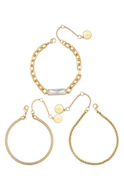 Vince Camuto Set Of 3 Baguette Crystal & Chain Bracelets