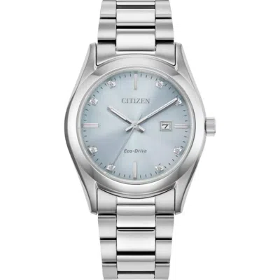 Citizen Sport Luxury Womens Silver Tone Stainless Steel Bracelet Watch Ew2700-54l In Gray