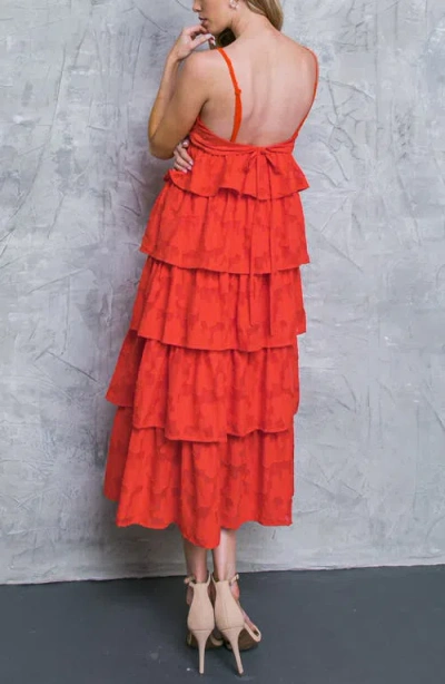 Flying Tomato Tiered Midi Dress In Red