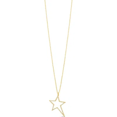 Sterling Forever Statement Cubic Zirconia Star Outline Pendant Necklace