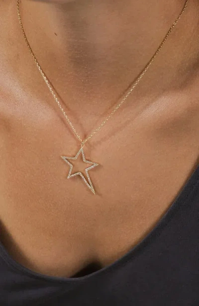 Sterling Forever Statement Cubic Zirconia Star Outline Pendant Necklace