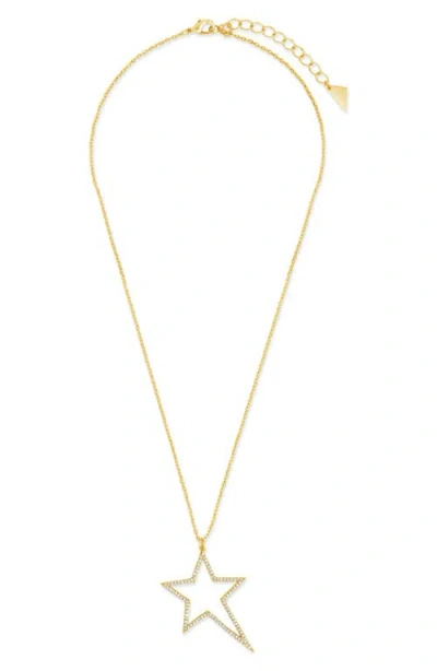 Sterling Forever Statement Cubic Zirconia Star Outline Pendant Necklace