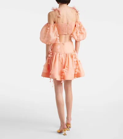 Zimmermann Dawning Linen And Silk Crop Top In Orange