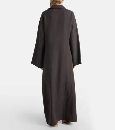 The Row Millen Silk And Linen Kaftan In Brown