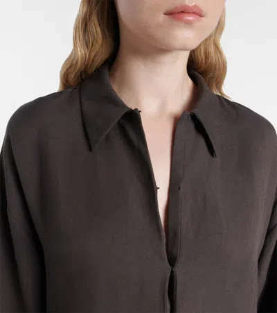 The Row Millen Silk And Linen Kaftan In Brown
