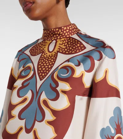 La Doublej Make An Exit Feather-trimmed Silk Top In White