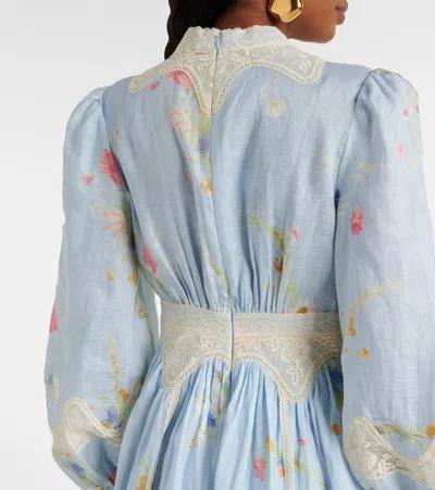 Zimmermann Lucky Linen Mini Dress In Blue