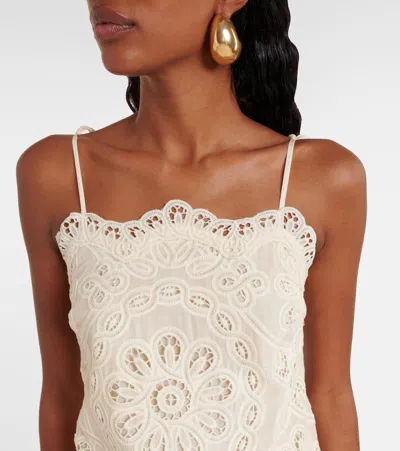 Zimmermann Rhiannon Guipure Lace-trimmed Voile Midi Dress In White