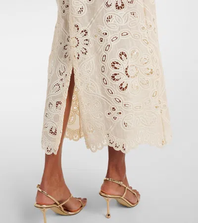 Zimmermann Rhiannon Guipure Lace-trimmed Voile Midi Dress In White
