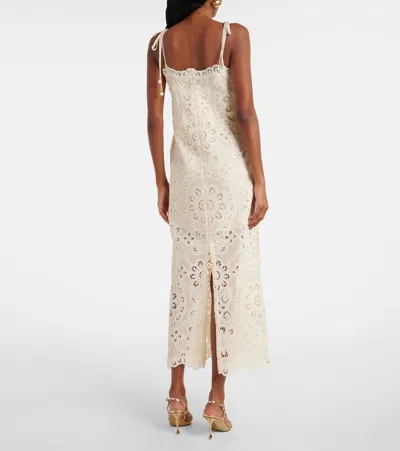 Zimmermann Rhiannon Guipure Lace-trimmed Voile Midi Dress In White