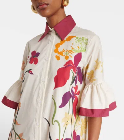 CHOUX花卉棉质府绸衬衫式连衣裙