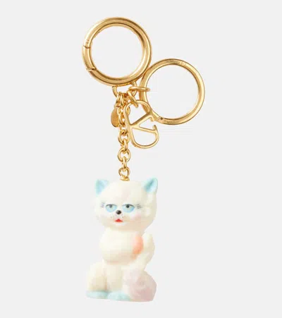 Valentino Garavani Portachiavi Le Chat De La Maison Multicolor In Metallo E Nylon Donna In Gold