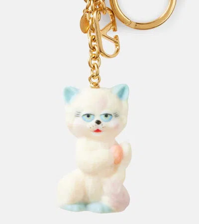 Valentino Garavani Portachiavi Le Chat De La Maison Multicolor In Metallo E Nylon Donna In Gold