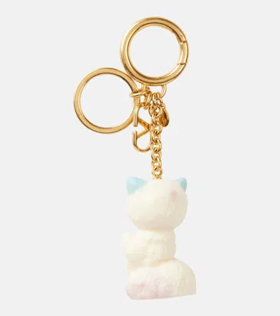 Valentino Garavani Portachiavi Le Chat De La Maison Multicolor In Metallo E Nylon Donna In Gold