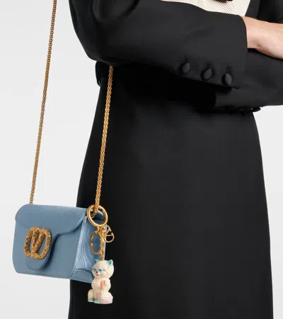 Valentino Garavani Portachiavi Le Chat De La Maison Multicolor In Metallo E Nylon Donna In Gold