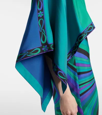 Pucci Long Dress With Cape Detail And Draped Sleeves