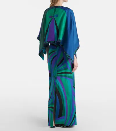 Pucci Long Dress With Cape Detail And Draped Sleeves