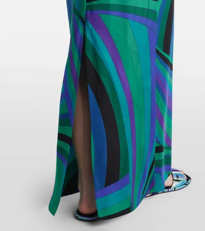 Pucci Long Dress With Cape Detail And Draped Sleeves