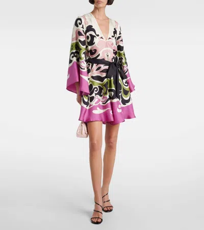 La Doublej Magnifico Printed Silk Twill Minidress In Multi