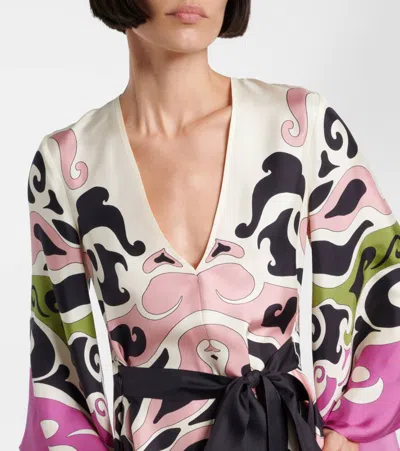 La Doublej Magnifico Printed Silk Twill Minidress In Multi