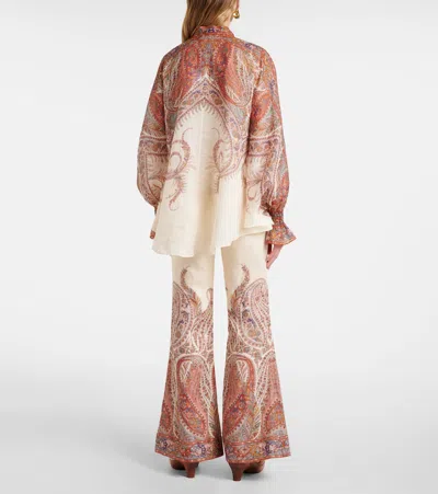Zimmermann Rhiannon Tie-neck Ramie Shirt In Multi