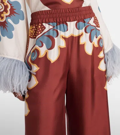 La Doublej Printed High-rise Silk Twill Palazzo Pants In Brown