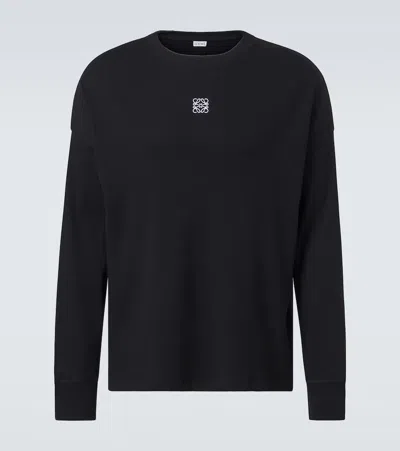 Loewe Mens Ribbed Long-sleeve Cotton-jersey T-shirt Black