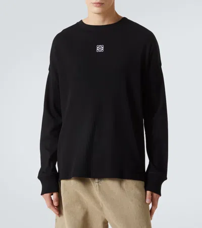 Loewe Mens Ribbed Long-sleeve Cotton-jersey T-shirt Black