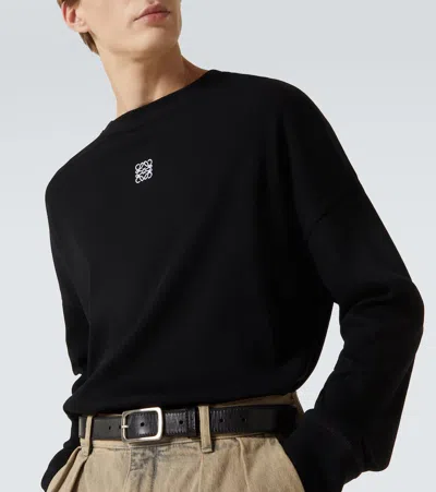Loewe Mens Ribbed Long-sleeve Cotton-jersey T-shirt Black