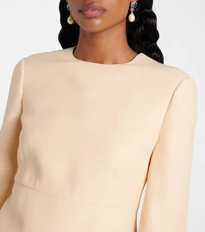 Valentino Wool-silk Floral-sleeve Midi Dress In Vieux Rose