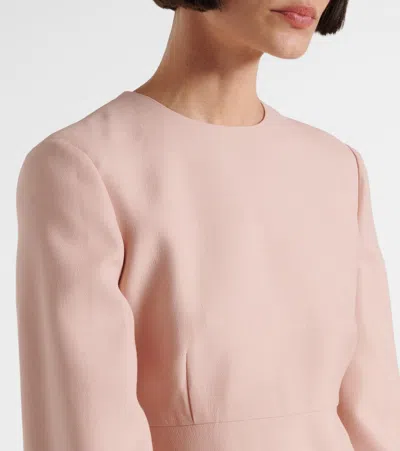 Valentino Wool-silk Floral-sleeve Midi Dress In Vieux Rose