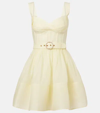 Zimmermann Dawning Linen And Silk Minidress In Yellow