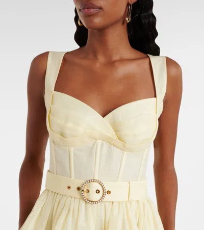 Zimmermann Dawning Linen And Silk Minidress In Yellow